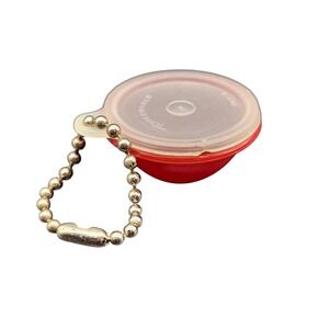 Vintage Tupperware Mini Lidded Bowl Keychain Red Ball Chain Collectible